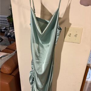 Amazon Women's Satin Dress in Light Green